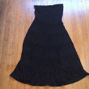 INC Black Maxi Skirt Flowy Hippy Ruffle Sz Medium